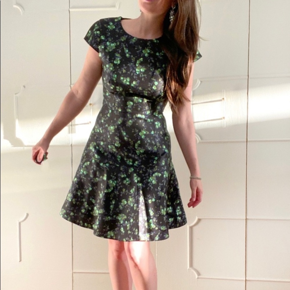 J CREW COLLECTION Floral cap-sleeve dress